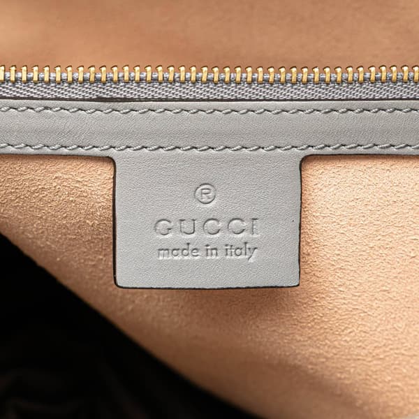 Pre-owned Gucci Medium Leather Bamboo Nymphaea Satchel Gray