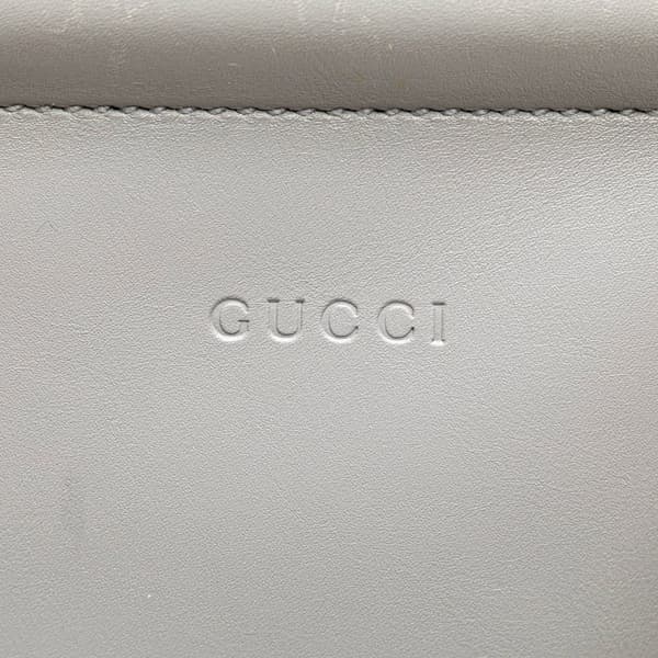 Pre-owned Gucci Medium Leather Bamboo Nymphaea Satchel Gray