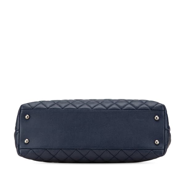 Pre-owned Chanel Large Caviar Coco Top Handle Bag Blue