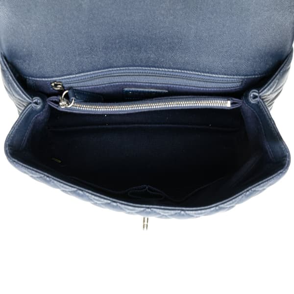 Pre-owned Chanel Large Caviar Coco Top Handle Bag Blue