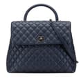 Pikkukuva 1 / 10: Pre-owned Chanel Large Caviar Coco Top Handle Bag Blue