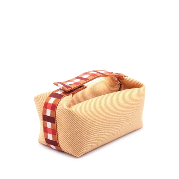 Pre-owned Hermès Small Wool Au Carre Bride A Brac Orange