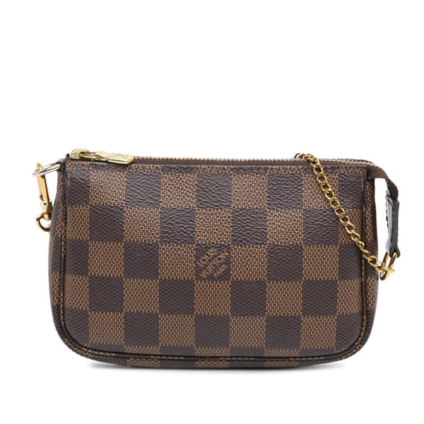 Pre-owned Louis Vuitton Damier Ebene Mini Pochette Accessoires Brown