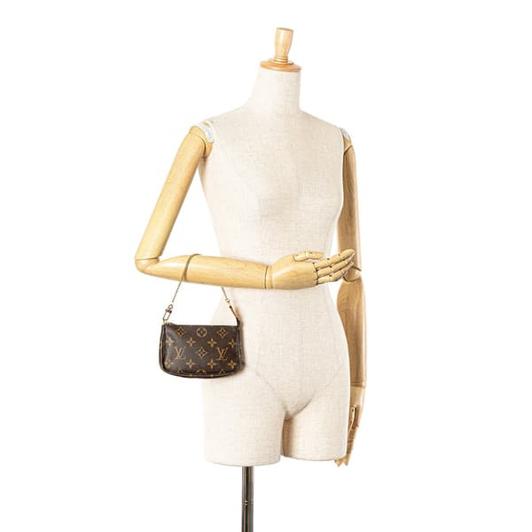Pre-owned Louis Vuitton Monogram Mini Pochette Accessoires Brown