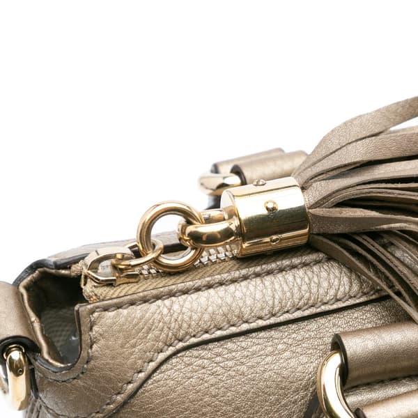 Pre-owned Gucci Small Metallic Leather Soho Working Satchel Gold