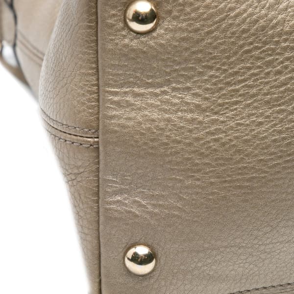 Pre-owned Gucci Small Metallic Leather Soho Working Satchel Gold