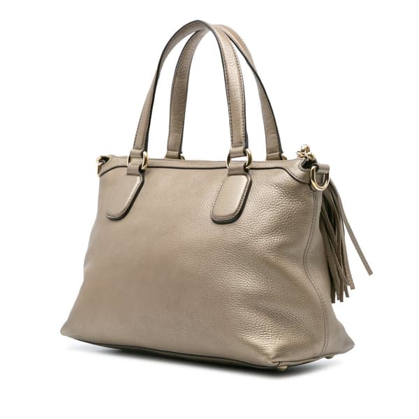 Pre-owned Gucci Small Metallic Leather Soho Working Satchel Gold