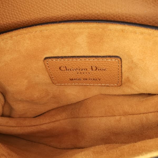 Pre-owned Dior Mini Grained Calfskin Saddle Bag Brown