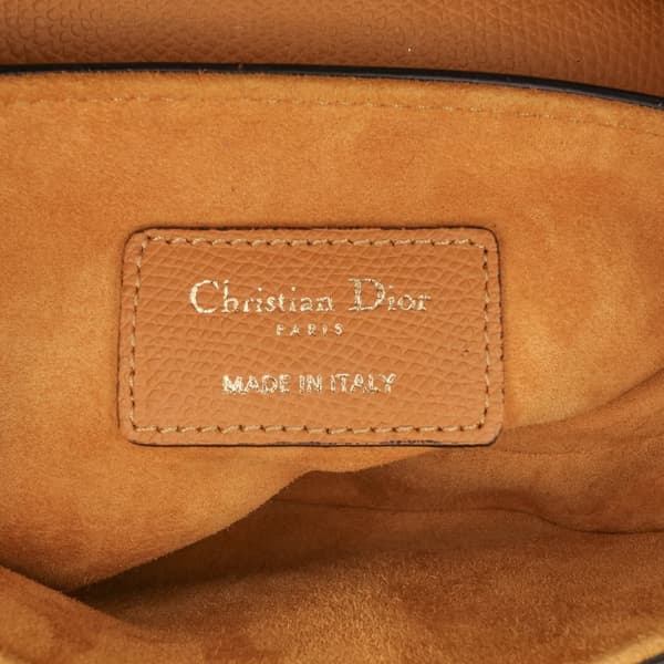 Pre-owned Dior Mini Grained Calfskin Saddle Bag Brown