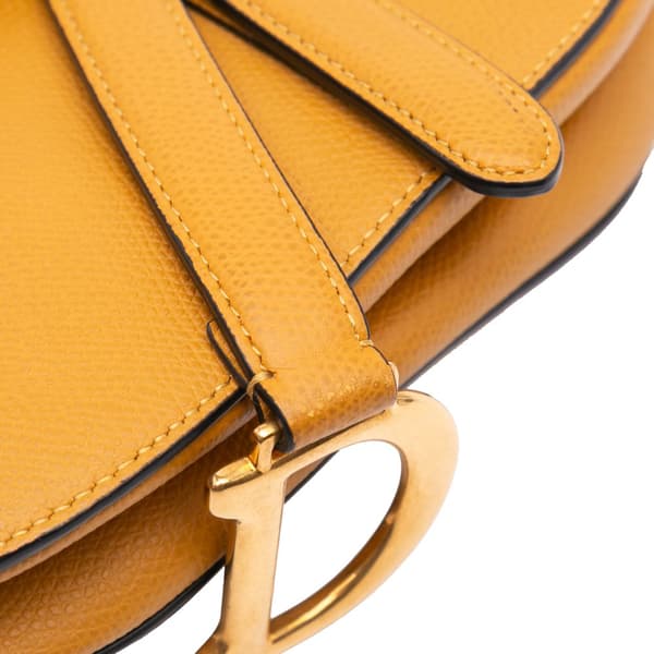 Pre-owned Dior Mini Grained Calfskin Saddle Bag Brown
