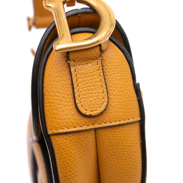 Pre-owned Dior Mini Grained Calfskin Saddle Bag Brown