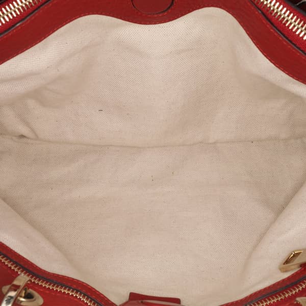 Pre-owned Gucci Medium Calfskin Bamboo Shopper Satchel Red