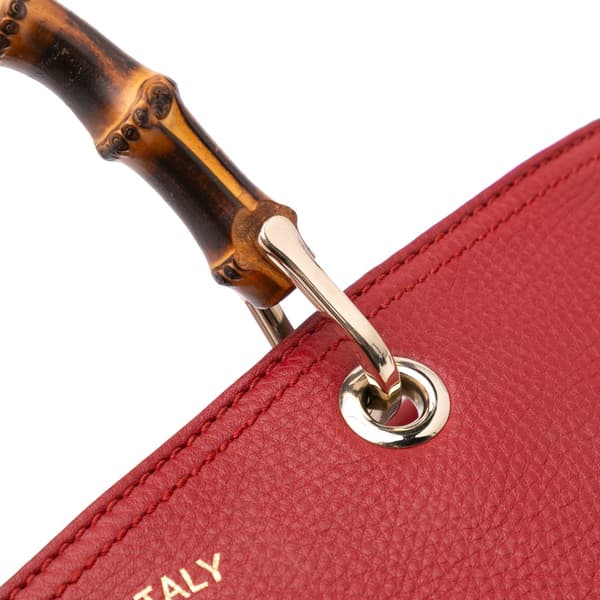 Pre-owned Gucci Medium Calfskin Bamboo Shopper Satchel Red