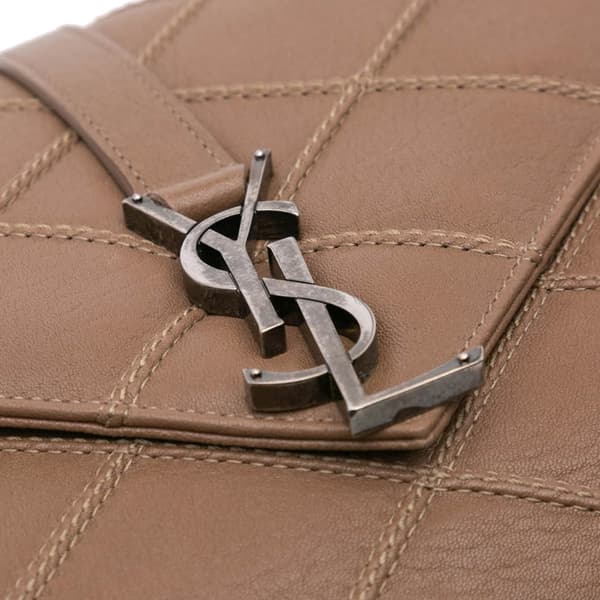 Pre-owned Saint Laurent Medium Quilted Diamond Calfskin Monogram College Satchel Brown