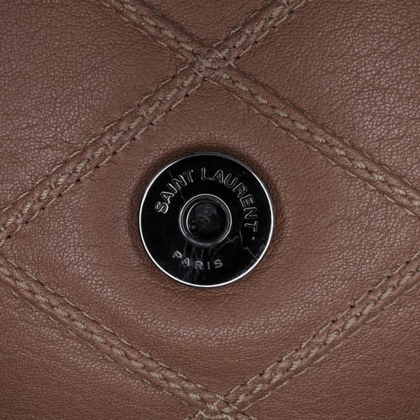 Pre-owned Saint Laurent Medium Quilted Diamond Calfskin Monogram College Satchel Brown