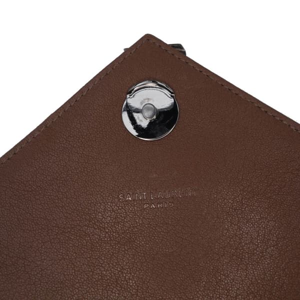 Pre-owned Saint Laurent Medium Quilted Diamond Calfskin Monogram College Satchel Brown