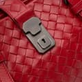 Miniatyrbillede 9 af 10: Pre-owned Bottega Veneta Mini Nappa Intrecciato Roma Satchel Red