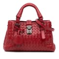 Miniatyrbillede 1 af 10: Pre-owned Bottega Veneta Mini Nappa Intrecciato Roma Satchel Red