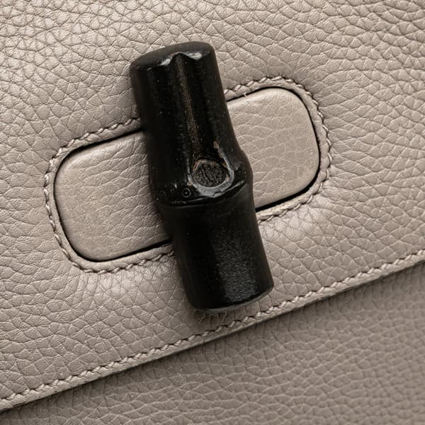 Pre-owned Gucci Medium Leather Bamboo Daily Satchel Gray