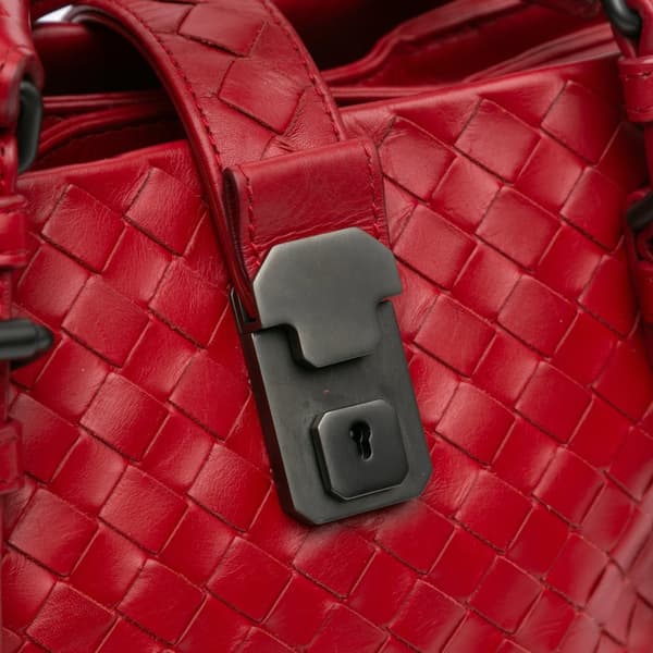 Pre-owned Bottega Veneta Mini Nappa Intrecciato Roma Satchel Red