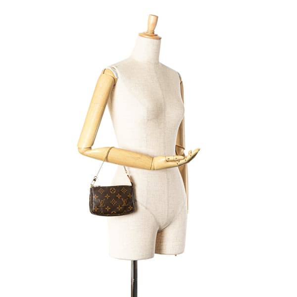 Pre-owned Louis Vuitton Monogram Mini Pochette Accessoires Brown