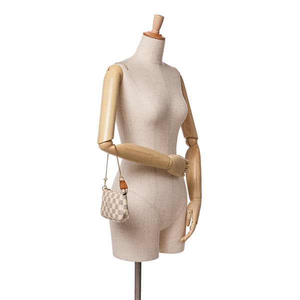 Pre-owned Louis Vuitton Damier Azur Mini Pochette Accessoires White