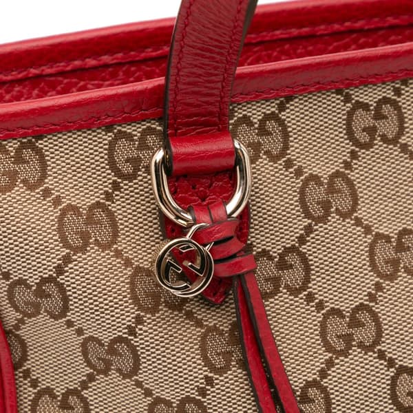 Pre-owned Gucci Small GG Canvas Bree Satchel Brown