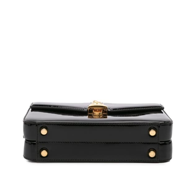 Pre-owned Gucci Mini Patent Sylvie 1969 Top Handle Bag Black