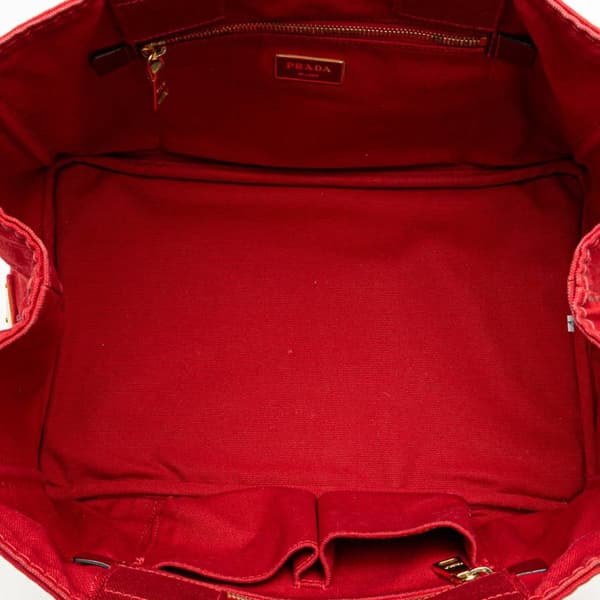 Pre-owned Prada Canvas Canapa Logo Satchel Red