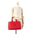 Miniatyrbilde 9 av 10: Pre-owned Prada Canvas Canapa Logo Satchel Red