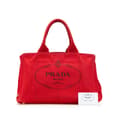 Miniatyrbilde 10 av 10: Pre-owned Prada Canvas Canapa Logo Satchel Red