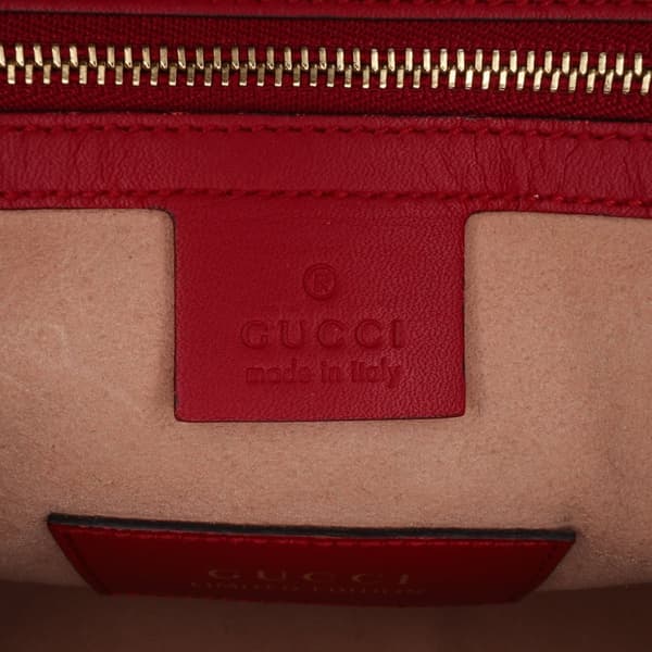 Pre-owned Gucci Small GG Supreme Kingsnake Heart Embroidered Satchel Brown