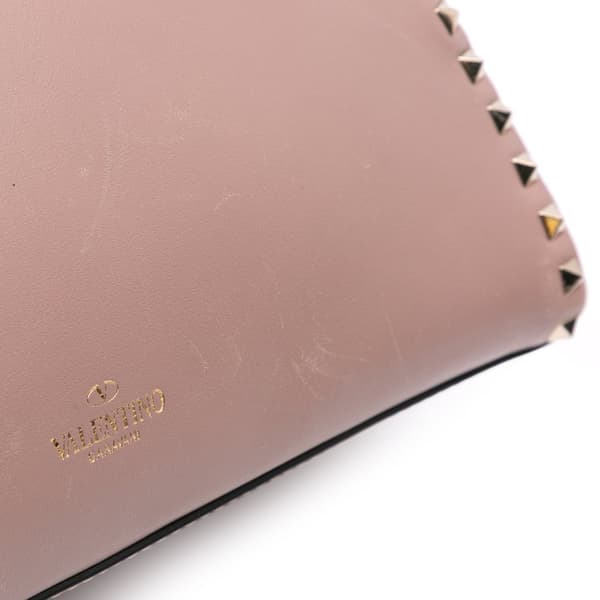 Pre-owned Valentino Leather Rockstud Dome Top Handle Bag Brown