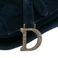 Miniatyrbild 8 av 10: Pre-owned Dior Mini Velvet Crystal Saddle Blue