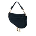 Miniatyrbild 2 av 10: Pre-owned Dior Mini Velvet Crystal Saddle Blue