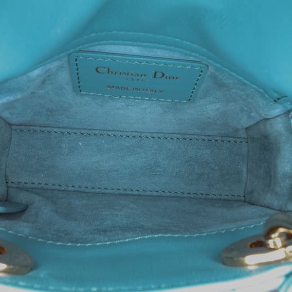 Pre-owned Dior Micro Lambskin Cannage Lady Dior Blue