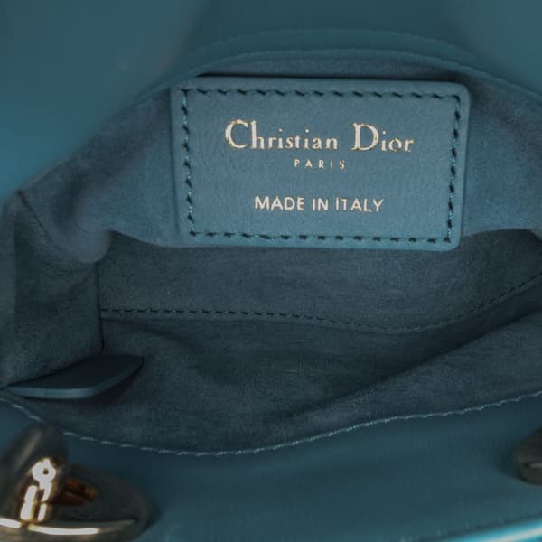 Pre-owned Dior Micro Lambskin Cannage Lady Dior Blue