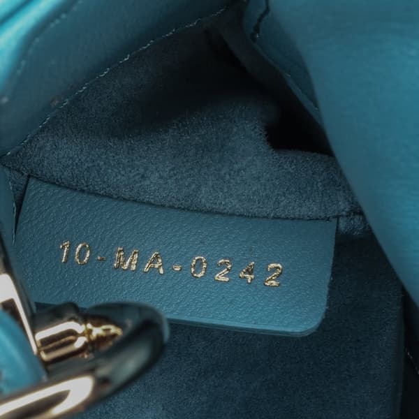 Pre-owned Dior Micro Lambskin Cannage Lady Dior Blue