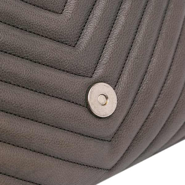 Pre-owned Saint Laurent Medium Monogram Chevron Sheepskin College Satchel Gray