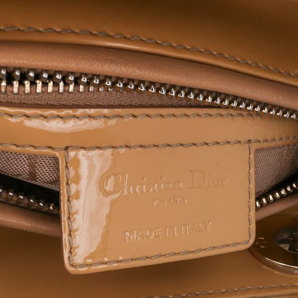 Pre-owned Dior Medium Patent Cannage Lady Dior Brown