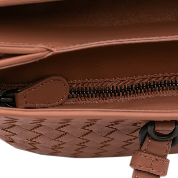Pre-owned Bottega Veneta Nappa Intrecciato Satchel Brown