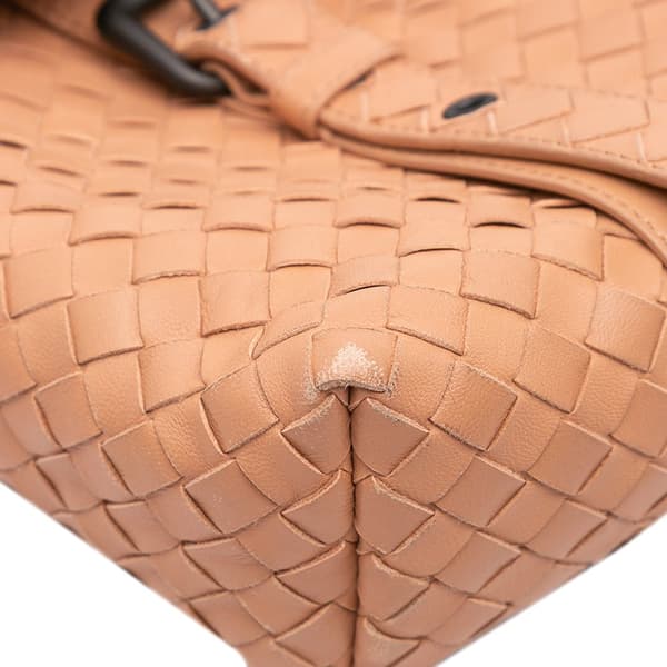 Pre-owned Bottega Veneta Intrecciato Flap Satchel Brown