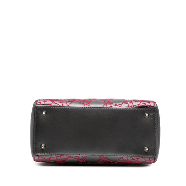 Pre-owned Dior Anselm Reyle Medium Metallic Lambskin Cannage Lady Dior Gray