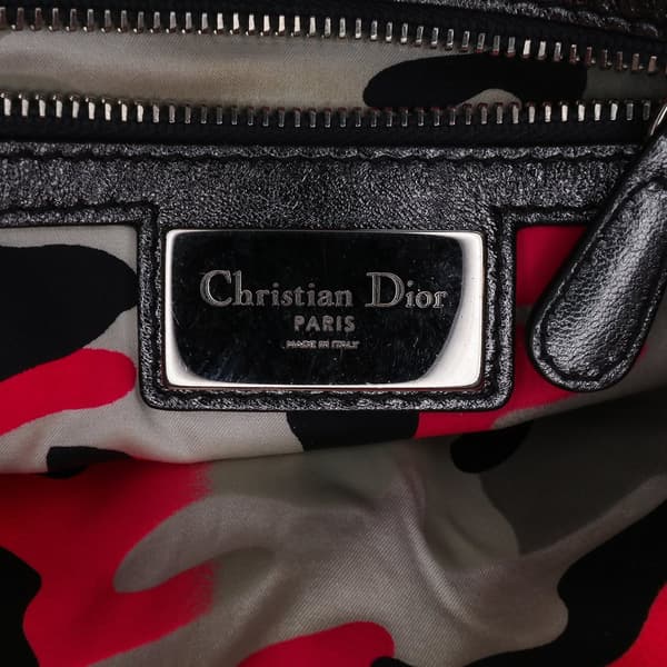 Pre-owned Dior Anselm Reyle Medium Metallic Lambskin Cannage Lady Dior Gray