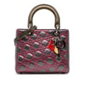 Miniatyrbillede 1 af 10: Pre-owned Dior Anselm Reyle Medium Metallic Lambskin Cannage Lady Dior Gray