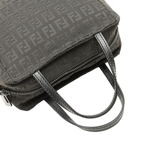 Pre-owned Fendi Mini Zucchino Canvas Handbag Black