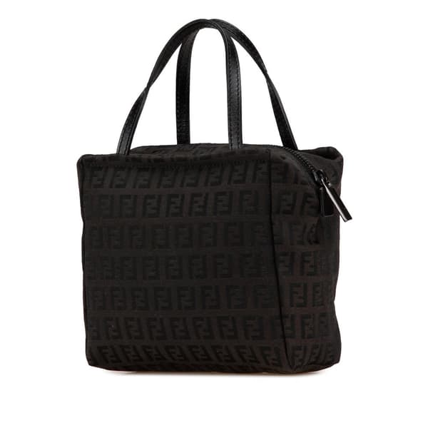 Pre-owned Fendi Mini Zucchino Canvas Handbag Black