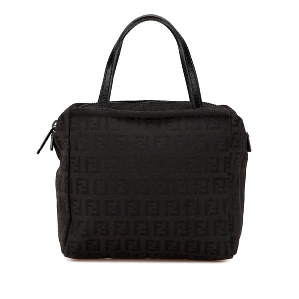 Pre-owned Fendi Mini Zucchino Canvas Handbag Black