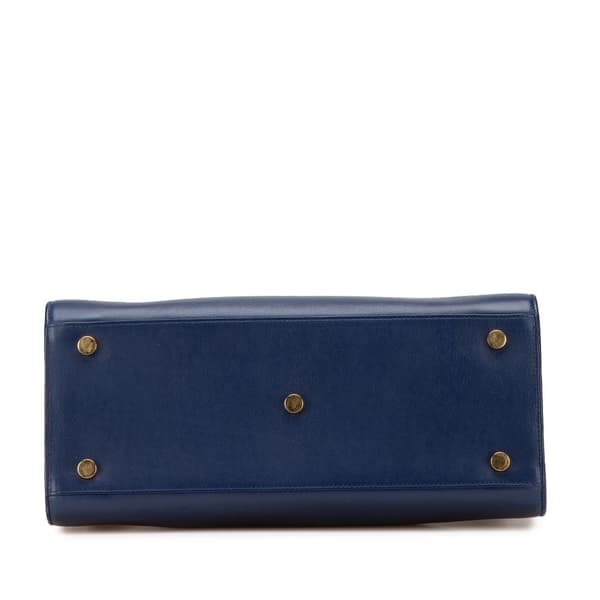 Pre-owned Saint Laurent Small Leather Sac De Jour Satchel Blue