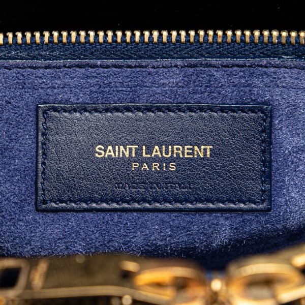 Pre-owned Saint Laurent Small Leather Sac De Jour Satchel Blue
